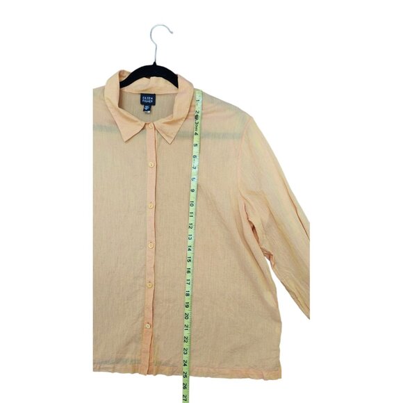 Eileen Fisher Semi-Sheer Button Front Tunic Blouse XL Orange - Picture 6 of 10